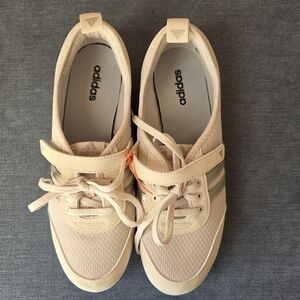 Adidas Womens Beige Casual Sneakers Strap Lace Mesh Size 7.5 EU 39⅓